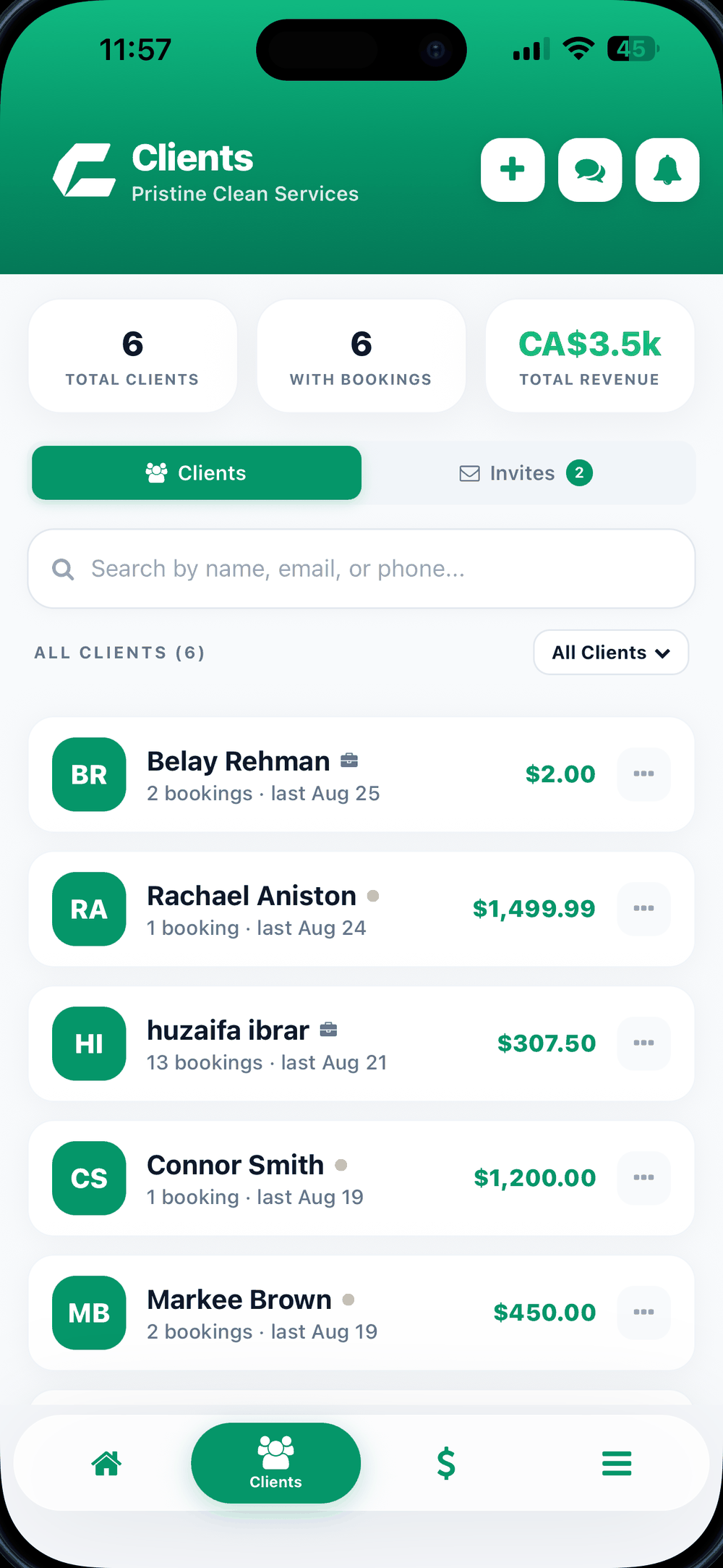 Crewty app: a client file