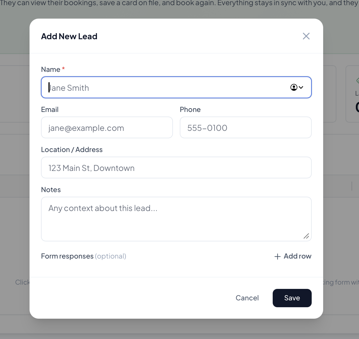 Crewty client profile: job history, card on file, property notes